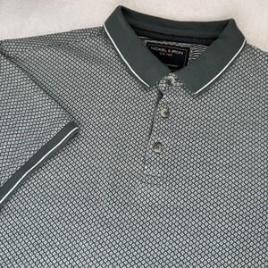 Nickel &‎ Iron Polo Shirt Mens Medium Gray Geometric Pattern Short Sleeve Cotton